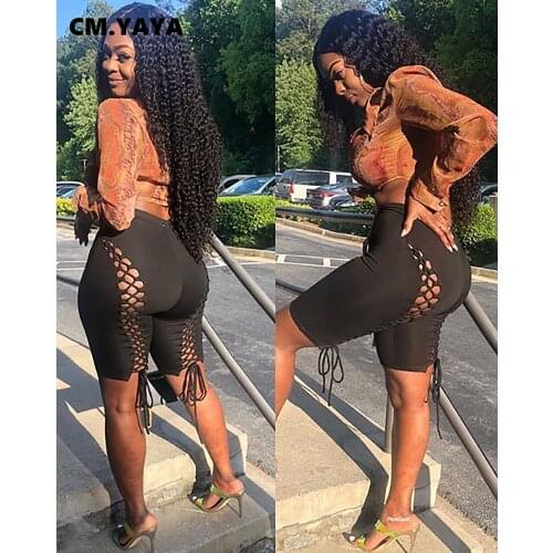 2020 Summer Shorts Ladies High Waist Women Hollow Out Sweatpants Jogger Biker Shorts Women Casual Street Shorts GL9088