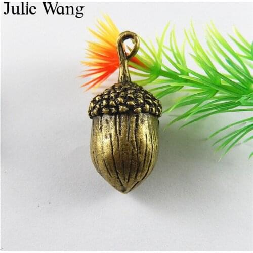 Julie Wang 5PCS Alloy Antique Bronze Acorn Charms Pendants Decoration Findings Jewelry Making Necklace Bracelet Metal Accessory