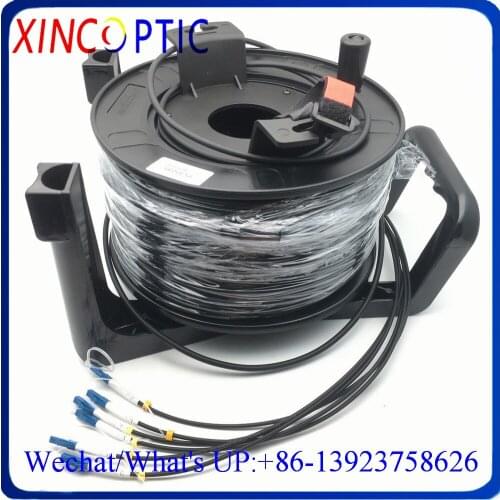 100M MM,6C,OM3-300,LSZH/TPU Armored Black Cable,4.8mm,6Cores LC-LC/ST/SC/FCUPC Fiber Optic Patch Cord Cable With PCD235 Reel