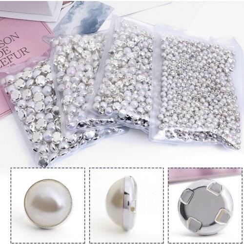 100 Pcs Sewing on Pearl Decorative Stickers Crafts Studs Clothes Flat Beads Simulated-Pearl With Holes Pearls Wholesale