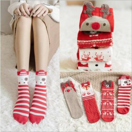 2 Pairs/Lot Women Men Socks Winter Cute Female Warm Animal Socks Christmas Gift TJ3030