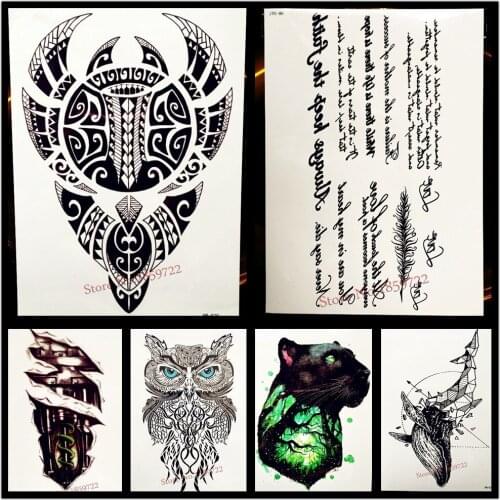 25 Style Waterproof Black Totem Arm Tattoo For Men Women Fake Letters Chinese Character Tatoo Body Art Temporary Tattoo Stickers