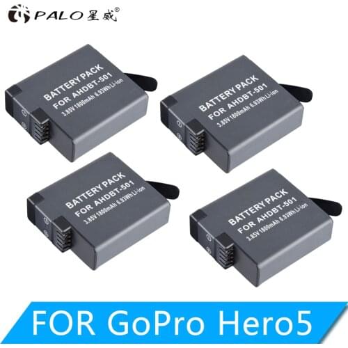 4pcs PALO 1680mAh battery GoPro Hero5 hero6 hero7 black Bateria Akku for GoPro hero 5 6 7 Hero5 AHDBT 501 battery