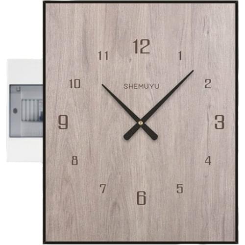 Large Electric Meter Box Creative Wall Clock Wood Square Wall Watch Clocks Wall Home Decor Decorative Painting Reloj Gift D067
