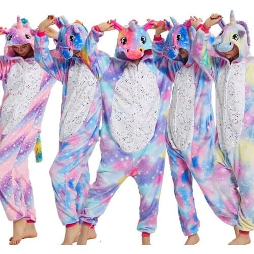 One Piece Hooded Unicorn Flannel Onesies For Women New Styles Unicorn Onesie Animal Cartoon Kigurumi Pyjamas Adult Sleepwear