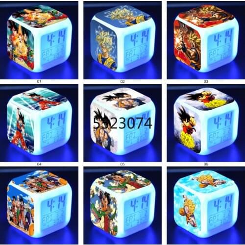 Dragon Ball Z Anime Goku Vegeta Figure Super Saiyan Sun Gohan Gogeta Figurine LED Alarm Clock Toys for Children Toys Gifts