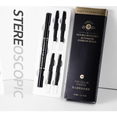 Double Head Replaceable Super Fine Eyebrow Pencil Natural Black Brown Long-lasting Waterproof Eyebrow Rotatable Up Pen TSLM1