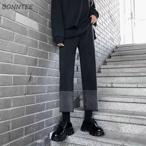 Jeans Women Basic College Chic Popular All-match Fall Spliced BF Style High Waist Denim Teens Trousers Loose Straight Streetwear
