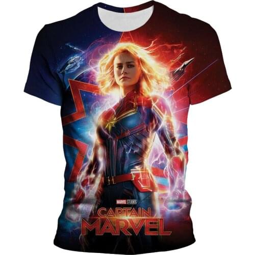 Overize T-shirts For Men Women Summer Streetwear Boy Girl Kids Tee Shirt Captain Marvel 3D Print Clothes For Teenagers
