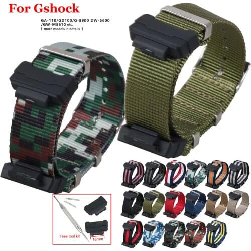 Camouflage Nylon Watchband for G-SHOCK Stap Wrist Bracelet for Casio Gshock GA-110 300 DW6900 GD120 G-5600 GW-M5610 GLS8900 Band