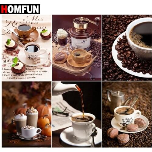 HOMFUN Paint With Diamond Embroidery “Coffee cup" Diamond Painting Full Square Round Picture Of Rhinestone Decor