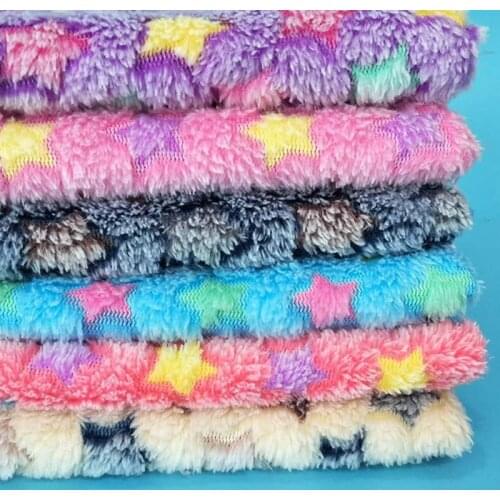 Coral Fleece Flannel fabric 3D stars pattern Flannel Clothing Home Textile cloth pajamas doll Wool Fabric DIY Handmade Sewing