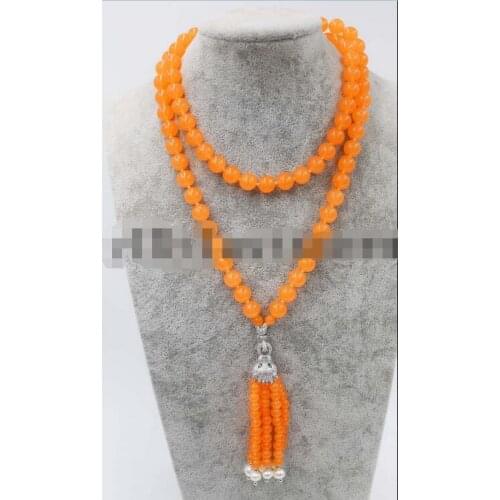 Beautiful orange bead round &white freshwater pearl round 8mm 34" wholesale beads