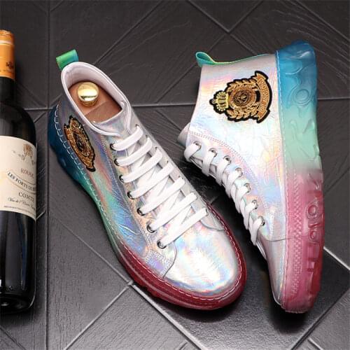 Fashion trend Leather men sneakers mens casual shoes Hip-hop height Increasing shoes zapatillas hombre