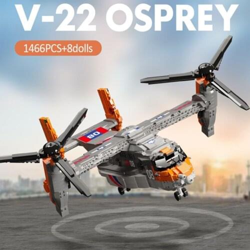 New Creator Osprey Transport Aircraft V22 Boy Assembly Aviation Building Block Series Model Toys Childrens Birthday Toys Gift