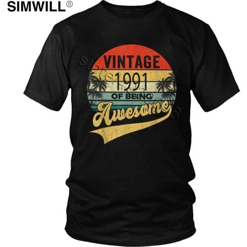 Retro Men 100% Cotton Vintage 1991 Of Being Awesome T Shirt Short Sleeved Birthday Gift Print Tee Brother Gift Merchandise