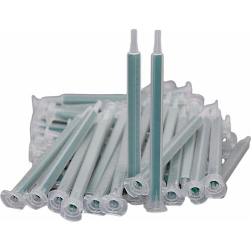 50pcs 1:1 Mixing Nozzle 115mm Static Mixer AB Glue Mixing Tube Syringe Set for AB Glue Gun Tool Two Component 50ml 1:1 Adhensive