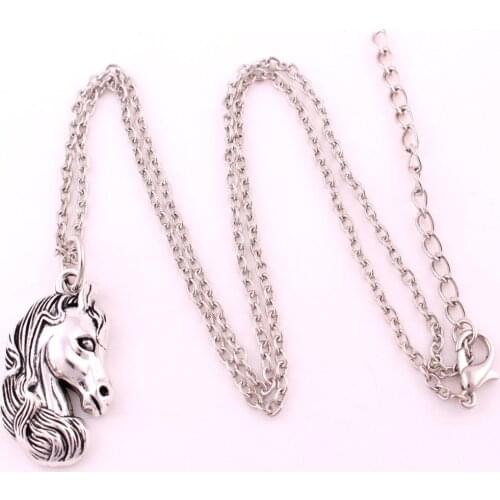 New Arrival Antique Sliver plated HORSE charm link chain necklace