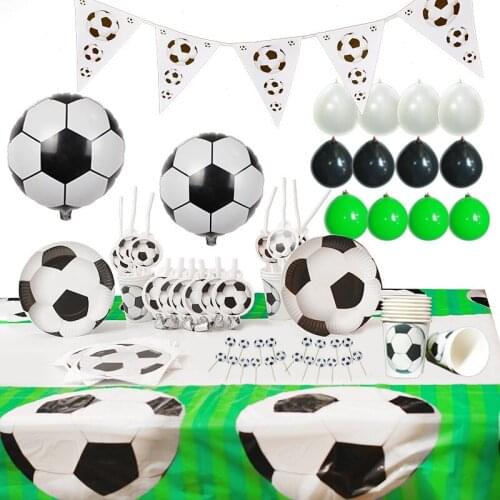 New Black White Football Theme Party Disposable Tableware Plates Cups Tablecloths Birthday Party Decor Kids Baby Shower Supplies