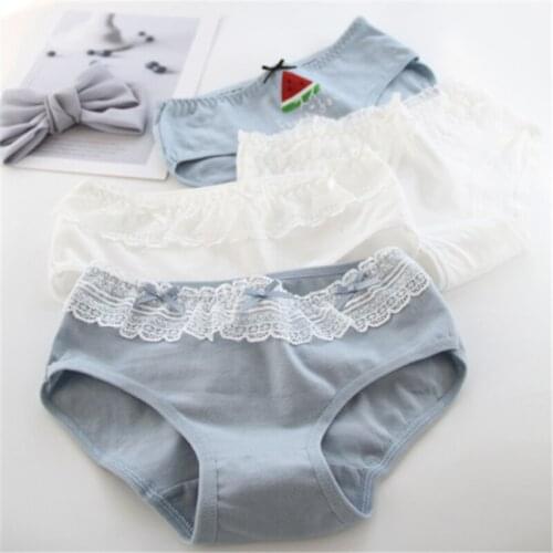 New 4Pcs/Lot Girl Panties Underwear Lace Briefs Cotton Lingerie Soft Comfortable Bowknot Cartoon Panty Wholesale WML-4