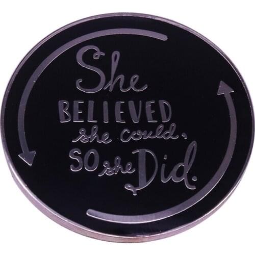 She believed she could so she did pin confidence awareness badge inspirational gift for graduation birthday