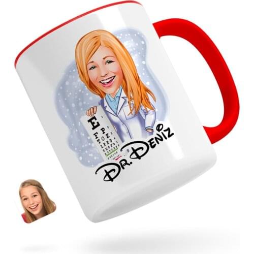 Personalized Women 'S Eye Doctor Caricature Of Red Mug Cup