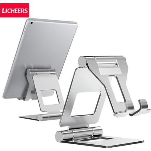 LICHEERS Tablet Stand Adjustable Foldable Tablet Holder For iPad 7.9 9.7 Aluminium Alloy Desktop Stand For iPad mini/iPad Air