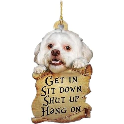 Creative Dog Pendant Car Rearview Mirror Hanging Ornament Keychain Acrylic Car Interior Decor Home Decoration Accessories