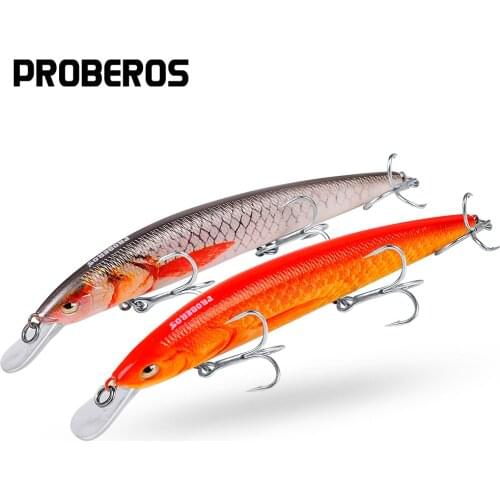 PROBEROS Minnow Fishing Lures Print Painting Artificial Bass Bait 18g/15cm- 9.5g/11.5cm 6# BKB Hook Deep Dive Fishing Tackle