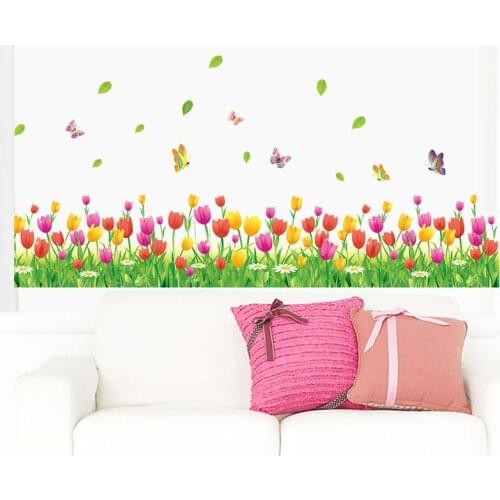 Romantic flower Butterfly wall Stickers Wall Decal Home decor Living Room Bedroom Window Decoration