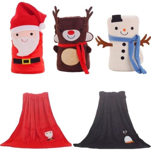 Xmas Elk Animal Blanket Flannel Print Double Sided Towel Blanket For Kids Women Gifts Christmas Home Decorations 31.50"*39.37"