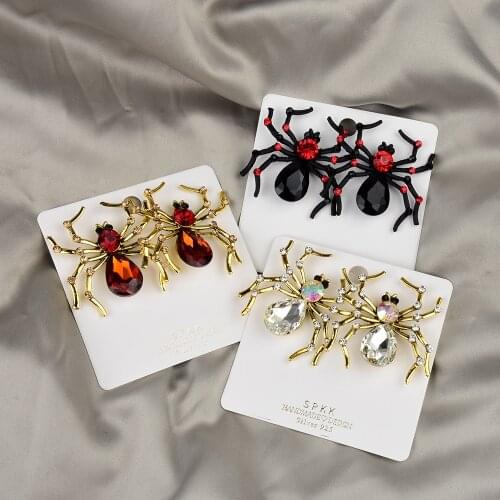 Halloween Black Spider Earrings Fashion Exaggerated Animal Earring Jewelry Gold Spider Stud Earrings for Women Party Accessories