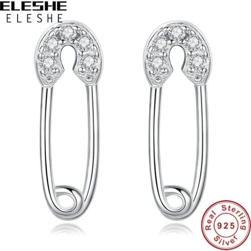 Simple Genuine 925 Sterling Silver Earrings Crystal Pin Stud Earrings For Women Party Dating Jewelry Gift