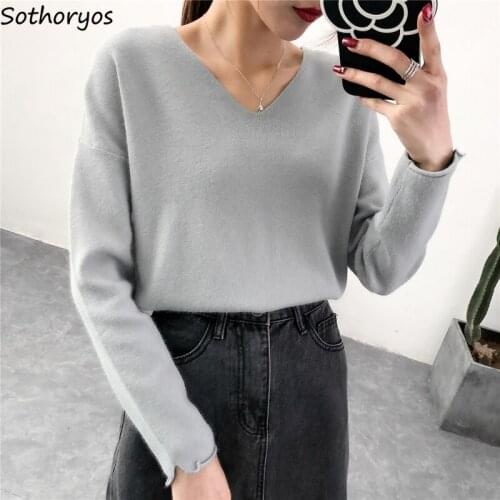 Женские пуловеры с V-образным вырезом Sothoryos China At AliExpress