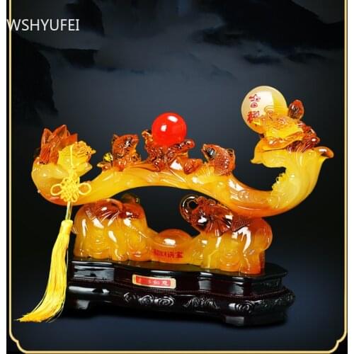 Traditional Resin Auspicious Ornaments Living Room Feng Shui Accessories Opening Lucky Fortune Gifts Home Decoration Crafts