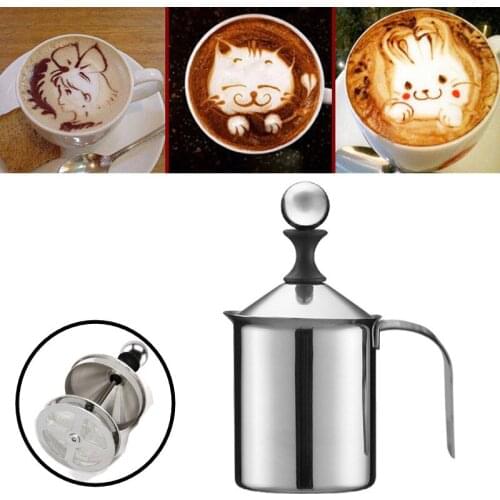 400/800ml Manual Milk Frother Stainless Steel Cappuccino Coffee Foamer Double Mesh Milk Creamer Coffee Accessories Kitchen Tools