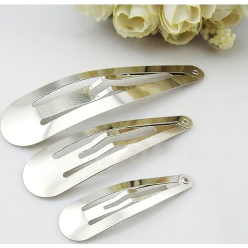 50pcs/lot Silver Tone Snap Hair Clips 30/40/50mm Craft Bow Handmade DIY Hair Accessories for Kid Toddler Girl Hairgrip Hair Clip