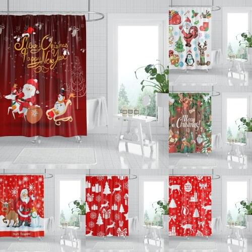 Santa Shower Curtain High Quality Waterproof Bathtub Drapes Household Bathroom Accessories Decoration Christmas Bath Curtains