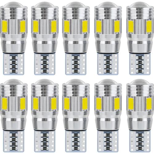 ASLENT Car Signal Lights 2x T10 w5w Led Bulb Error Free 12V Auto Interior Light Canbus T10 Led Lamps Bulbs for Cars 6000K White