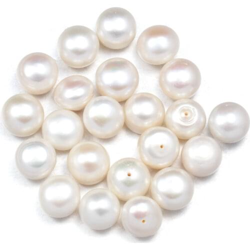 2 Pcs Natural Pearl Beads Freshwater Round Pearl Eardrop Charms Half Hole AA Level for Jewelry Making Earrings Ear Stud 11-12mm