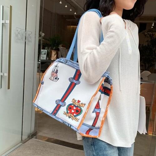 2020 Tote Bag Environmental Reusable Shopping Bag Good Quality Printing Canvas Fabric Bag Women Shoulder Large Capacity Bag