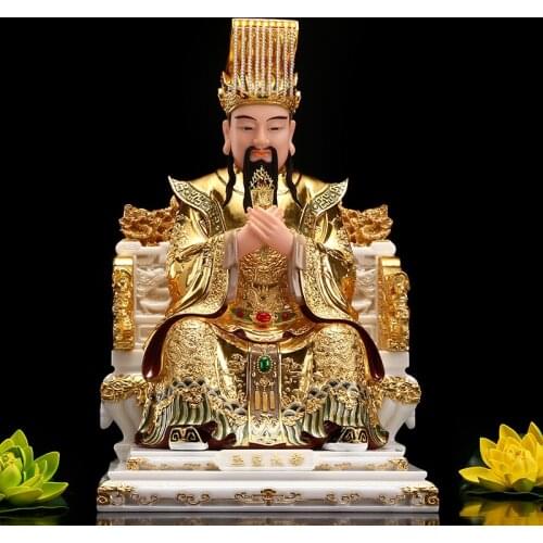 2021 High grade gilding gold jade Royal BUDDHA figure HOME Prosperity SAFE LUCKY protection Omnipotent God YU HUANG DA DI statue