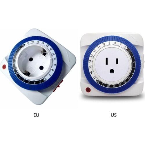 24 Hour Timer Socket Mechanical Program Timer Switch Socket 230V Wall Outlet Protector Energy Saveing