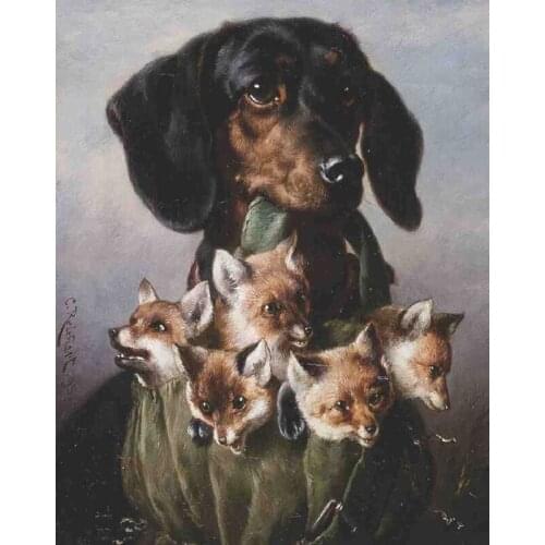 5D DIY Diamond Painting Full Round pictures of Rhinestones 3D Diamond Embroidery Dachshund Dog fox Mosaic Decor Wholesale FG1238