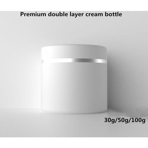 30g 50g 100g Double Layer Cream Bottle Silver Edge Face Cream Lotion Cosmetic Container Empty Makeup Jar Pot Refillable Bottles