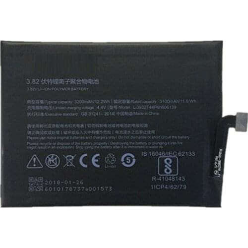Li3932T44P6h806139 Battery For ZTE Nubia Z17 NX563J Battery 3200mAh Free Shipping to Russia