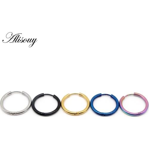 Alisouy 1 PCS 10G Hoop Earrings Simple Circle Hoop Earrings Women Man Round Popular Earring Jewelry 7mm-20mm unisex earrings