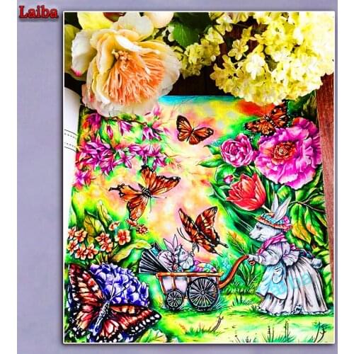 Diy Diamond Painting Bunny Butterfly Garden Cross Stitch Kits 3D Diamond Mosaic Embroidery Mosaic Painting Home Decor 5D puzzle