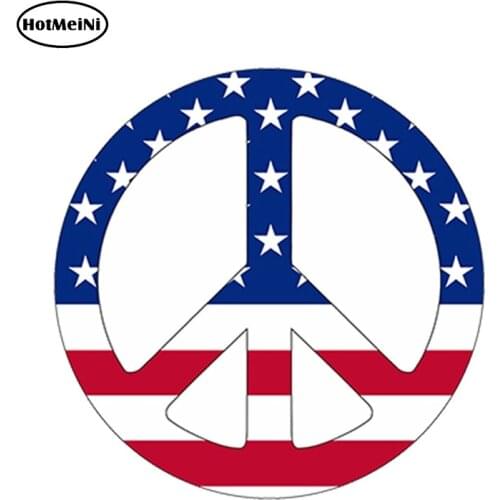 HotMeiNi 13cm x 13cm Car Sticker Peace Symbol Sticker With US Flag USA for Helmet Bumper Caravan Laptop Book Car Styling Decal