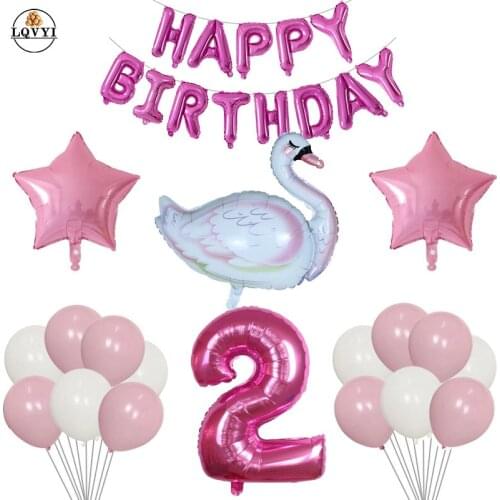 Large white swan Aluminium Foil Number Balloons 30''digit 0-9 Birthday Wedding Anniversary Party Decorations Kids air Balls supp